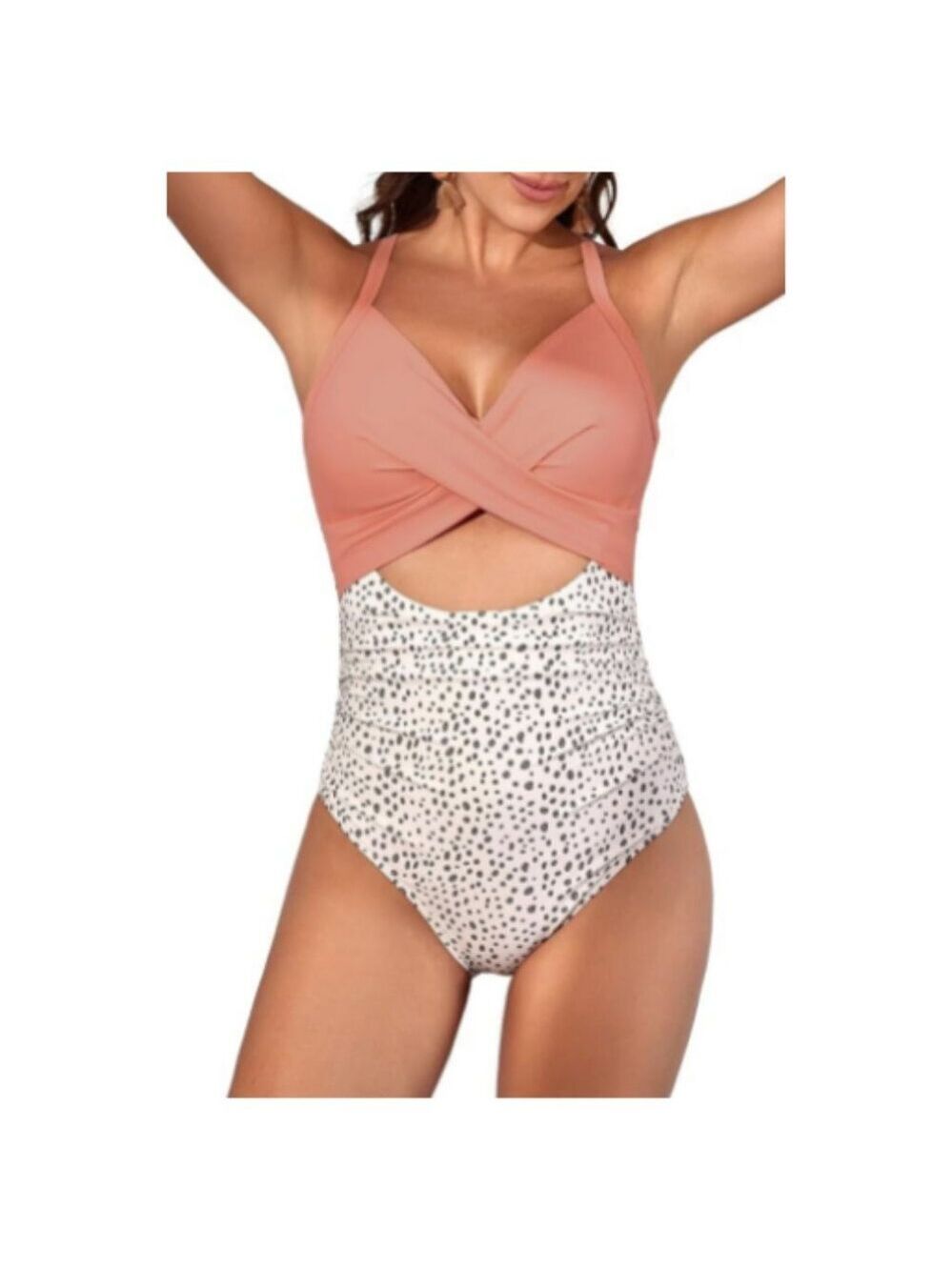**Eomenie** Women's One Piece Swimsuits Orange Leopard Large